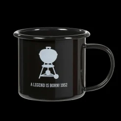 Weber Retro Emailletasse - „A legend is born" mit weißem Kettle Logo